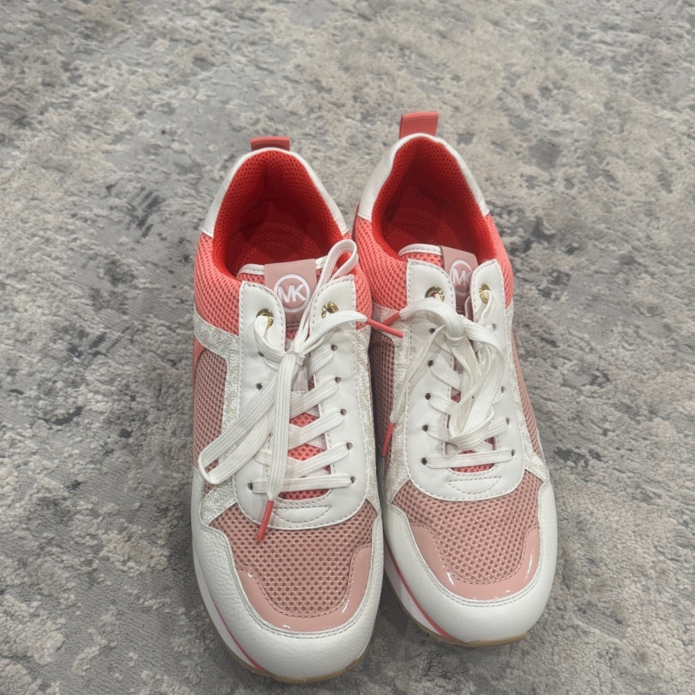 Michael Kors Coral & White Mesh Sneakers | Size 9.5 | Sporty Chic